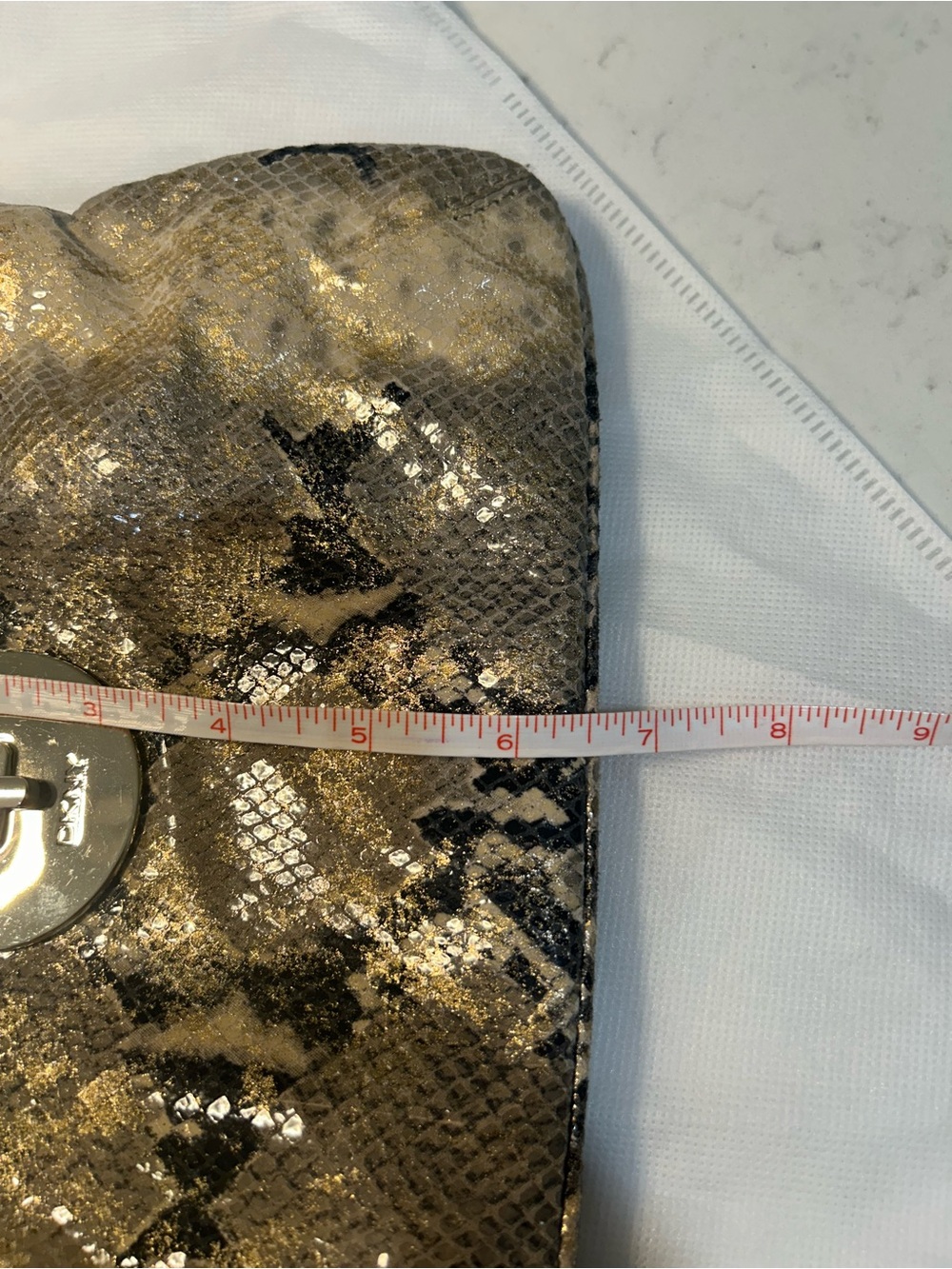 Dkny Gold and Brown Snake-Print Chain Shoulder Bag - Picture 12 of 13